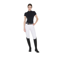 Technisches, eng anliegendes Trainingspolo mit Reißverschluss für Damen Equestro Schwarz