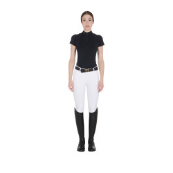 Technisches, eng anliegendes Trainingspolo mit Reißverschluss für Damen Equestro Schwarz