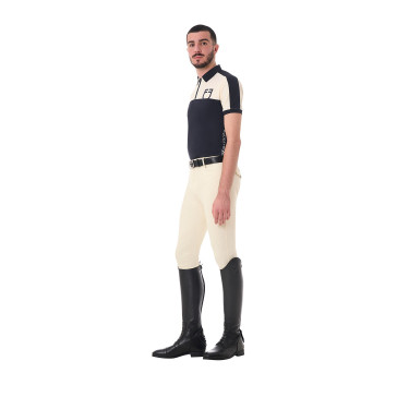Zweifarbiges, eng anliegendes Trainingspolo mit kurzen Ärmeln und Reißverschluss für Herren Equestro Zweifarbiges, eng anliegendes Trainingspolo mit kurzen Ärmeln und Reißverschluss für Herren Equestro