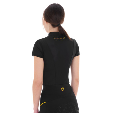 Damen-Poloshirt mit Mesh-Einsätzen Equestro Schwarz