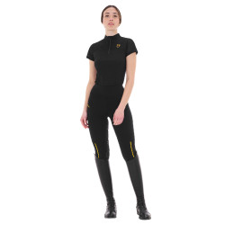 Damen-Poloshirt mit Mesh-Einsätzen Equestro Schwarz