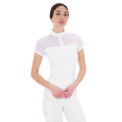 Damen-Poloshirt mit Mesh-Einsätzen Equestro Weiß Wei&amp;amp;amp;amp;amp;szlig;