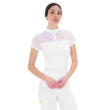 Damen-Poloshirt mit Mesh-Einsätzen Equestro Weiß Wei&amp;amp;amp;amp;amp;szlig;