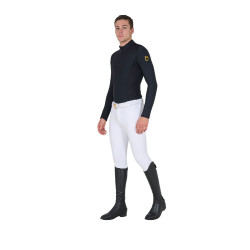 Trainingspolo eng anliegend langarm Herren Equestro Schwarz