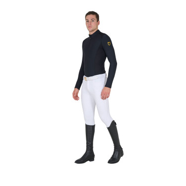 Trainingspolo eng anliegend langarm Herren Equestro Schwarz