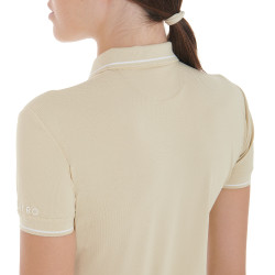 Polo d'entraînement ajusté en tissu respirant femme Equestro Beige