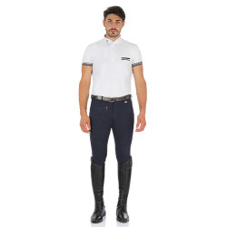 Herrenhose Zeus mit Kniebesatz aus Stretch-Baumwolle Equestro Marine Marineblau