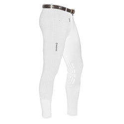 Herrenhose Zeus mit Kniebesatz aus Stretch-Baumwolle Equestro Weiß Wei&amp;amp;amp;amp;amp;szlig;