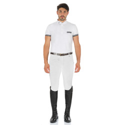 Herrenhose Zeus mit Kniebesatz aus Stretch-Baumwolle Equestro Weiß Wei&amp;amp;amp;amp;amp;szlig;