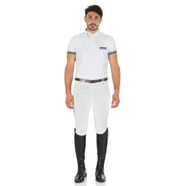 Herrenhose Zeus mit Kniebesatz aus Stretch-Baumwolle Equestro Weiß Wei&amp;amp;amp;amp;amp;szlig;