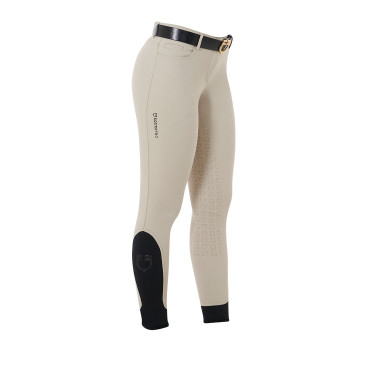 Damenreithose mit Vollbesatz Aria aus technischem Gewebe Equestro Oxford-Tan Rosa