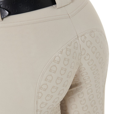 Damenreithose mit Vollbesatz Aria aus technischem Gewebe Equestro Oxford-Tan Rosa