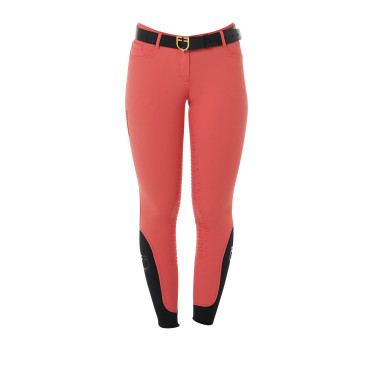Damenreithose mit Vollbesatz Aria aus technischem Gewebe Equestro Mohnrot