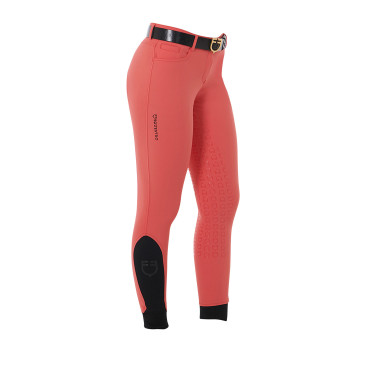 Damenreithose mit Vollbesatz Aria aus technischem Gewebe Equestro Mohnrot