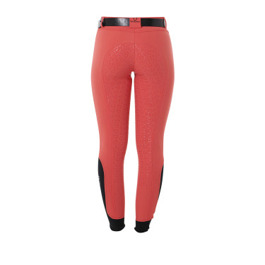 Damenreithose mit Vollbesatz Aria aus technischem Gewebe Equestro Mohnrot
