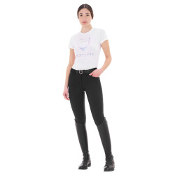 Damenreithose mit Vollbesatz Aria aus technischem Gewebe Equestro Schwarz