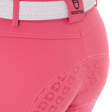 Damenreithose mit Vollbesatz Aria aus technischem Gewebe Equestro Geißblatt Rosa