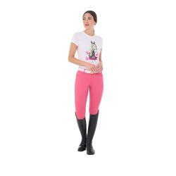 Damenreithose mit Vollbesatz Aria aus technischem Gewebe Equestro Geißblatt Rosa