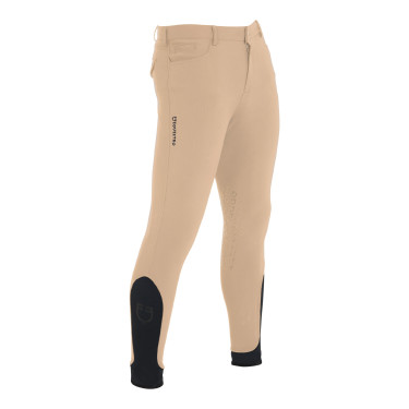 Eng anliegende Herrenreithose mit Grip und Caspar Equestro Logo Weihrauch Beige