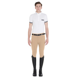 Eng anliegende Herrenreithose mit Grip und Caspar Equestro Logo Weihrauch Beige
