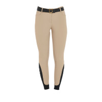 Eng anliegende Damenreithose mit Grip und Zenda Equestro Logo Weihrauch Beige