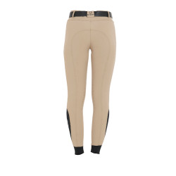 Eng anliegende Damenreithose mit Grip und Zenda Equestro Logo Weihrauch Beige