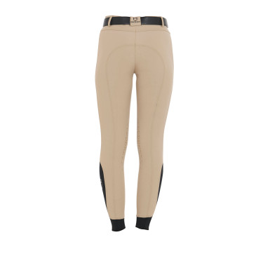 Eng anliegende Damenreithose mit Grip und Zenda Equestro Logo Weihrauch Beige