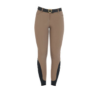 Eng anliegende Damenreithose mit Grip und Zenda Equestro Logo Walnuss Braun