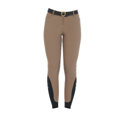 Eng anliegende Damenreithose mit Grip und Zenda Equestro Logo Walnuss Braun