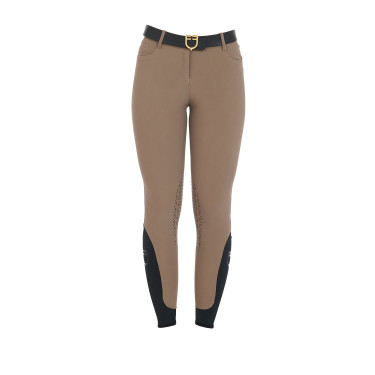 Eng anliegende Damenreithose mit Grip und Zenda Equestro Logo Walnuss Braun