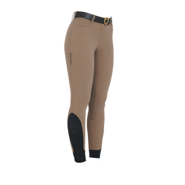 Eng anliegende Damenreithose mit Grip und Zenda Equestro Logo Walnuss Braun