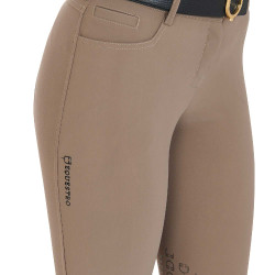 Eng anliegende Damenreithose mit Grip und Zenda Equestro Logo Walnuss Braun