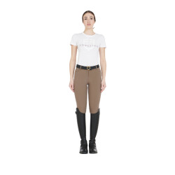 Eng anliegende Damenreithose mit Grip und Zenda Equestro Logo Walnuss Braun