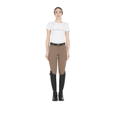 Eng anliegende Damenreithose mit Grip und Zenda Equestro Logo Walnuss Braun