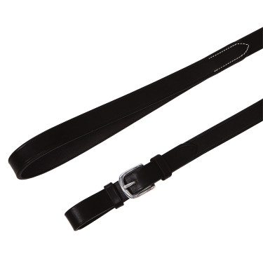 Lederlonge mit silberner Kette Equestro Schwarz