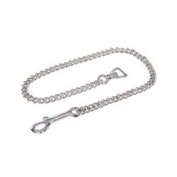 Lederlonge mit silberner Kette Equestro Schwarz