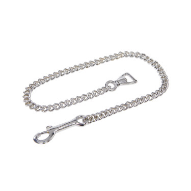 Lederlonge mit silberner Kette Equestro Schwarz