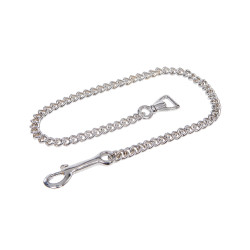 Lederlonge mit silberner Kette Equestro Schwarz