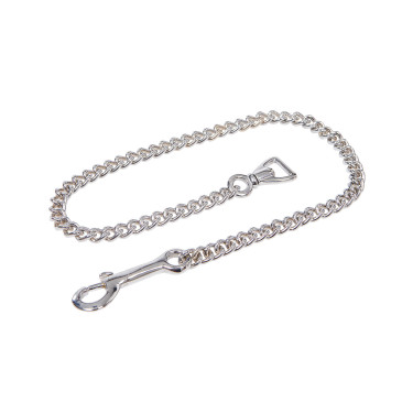 Lederlonge mit silberner Kette Equestro Schwarz