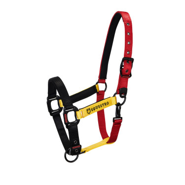 Nylonhalfter Flaggy Equestro Schwarz / Rot / Gelb