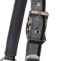 Nylonhalfter mit Führstrick Red Trim Equestro Grau / Rot / Schwarz