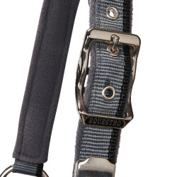 Nylonhalfter mit Führstrick Red Trim Equestro Grau / Rot / Schwarz