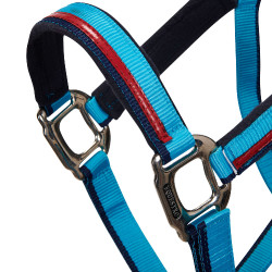Nylonhalfter mit Führstrick Red Trim Equestro Türkis / Rot / Marineblau Nylonhalfter mit Führstrick Red Trim Equestro Türkis / Rot / Marineblau
