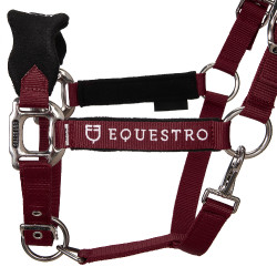 Licol en nylon avec longe et doublure en polaire Equestro Bordeaux