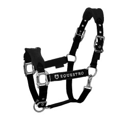 Nylonhalfter mit Führstrick und Fleece-Futter Equestro Schwarz