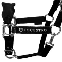 Nylonhalfter mit Führstrick und Fleece-Futter Equestro Schwarz