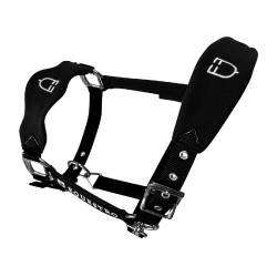 Nylonhalfter mit Führstrick und Fleece-Futter Equestro Schwarz