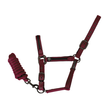 Licol en nylon avec longe Elegance Equestro Bordeaux