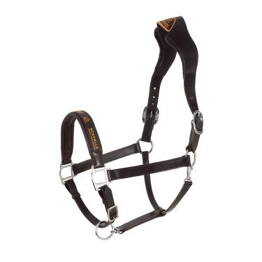 Lederhalfter mit ergonomischem Kälberschutz Acavallo Dunkelbraun