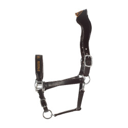 Lederhalfter mit ergonomischem Kälberschutz Acavallo Dunkelbraun